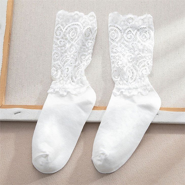Lace Socks Women Black Solid Color factory