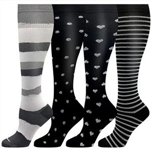 Black High Knee Heart Line Compression Socks