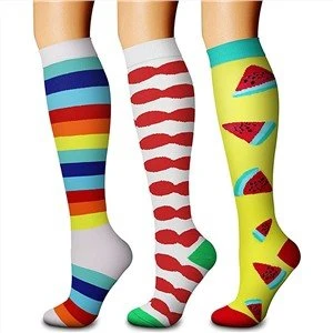 Colorful Patterned Thigh High Compression Socks