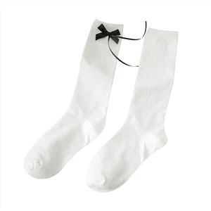 Fashion Knee High Cute Women Bow Socks