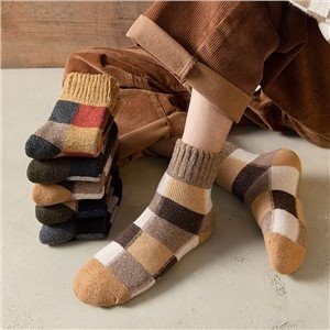 Thick Warm Ski Hiking Plain Wool Socks