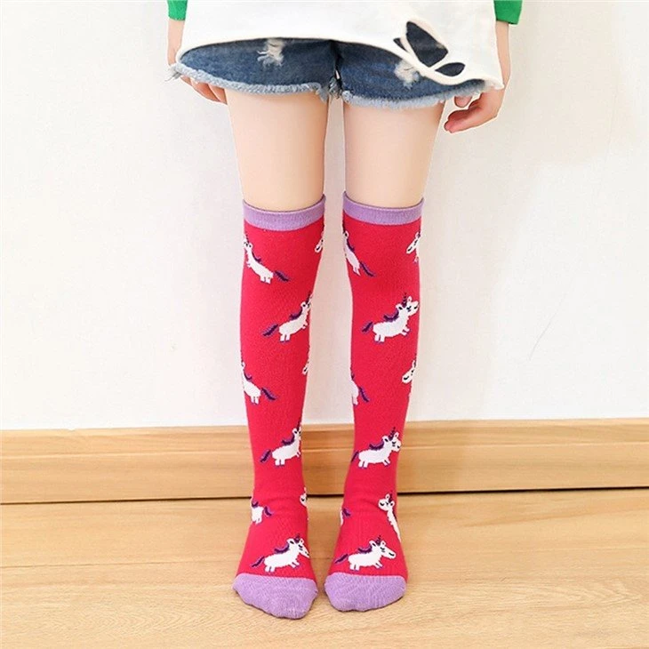 bulk+spring autumn warm cartoon over the knee kid stockings