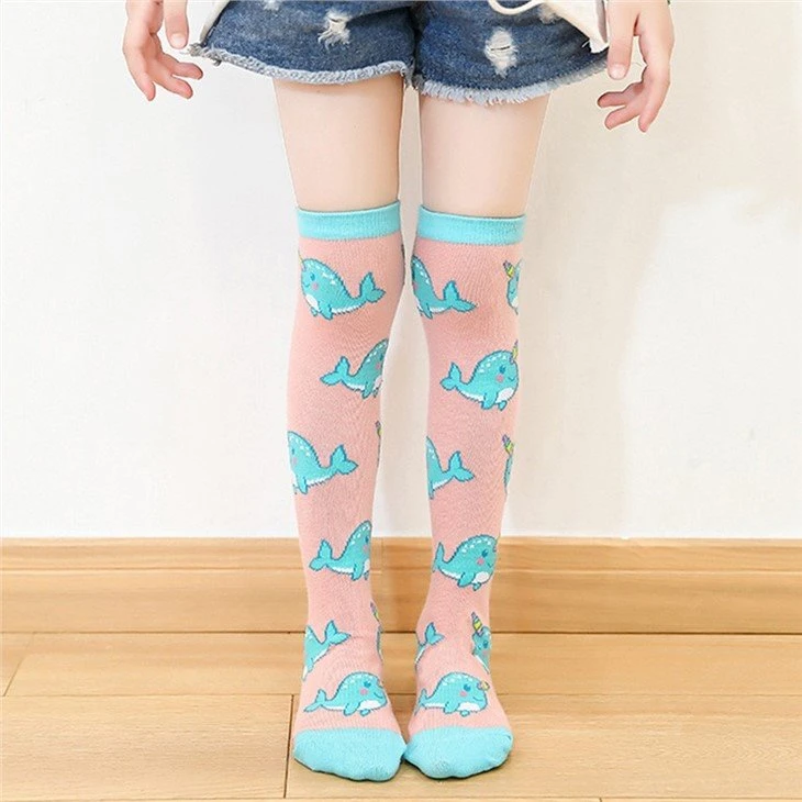 low price+spring autumn warm cartoon over the knee kid stockings