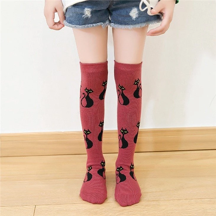 discount+spring autumn warm cartoon over the knee kid stockings