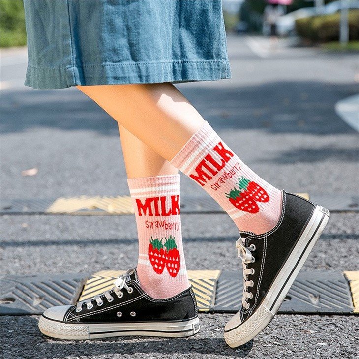 Milk Letter Cute Cartoon Socks For Women price