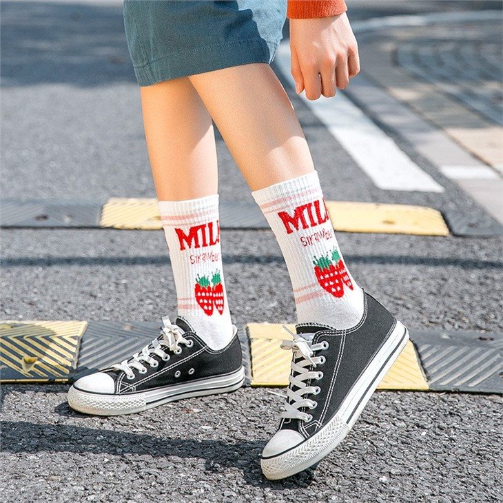 Milk Letter Cute Cartoon Socks For Women quotation