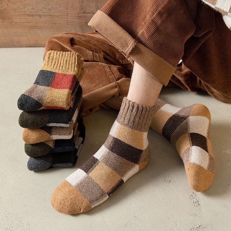 Thick Warm Ski Hiking Plain Wool Socks