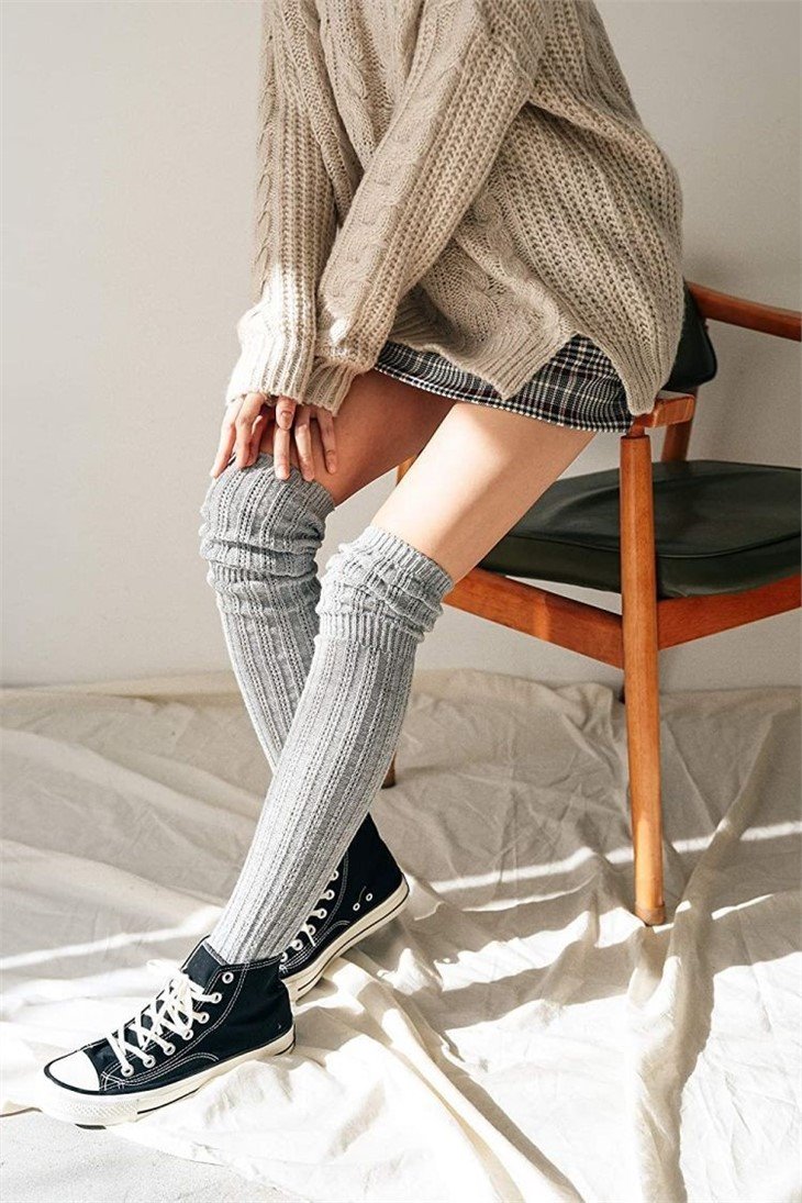bulk thigh high socks plus size Boot socks (2)