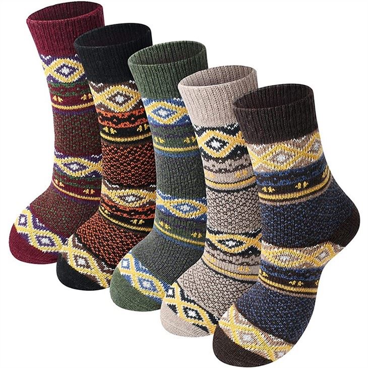 wholesale designer retro Vintage Patterned Autumn Winter Women's Wool Socks (3)