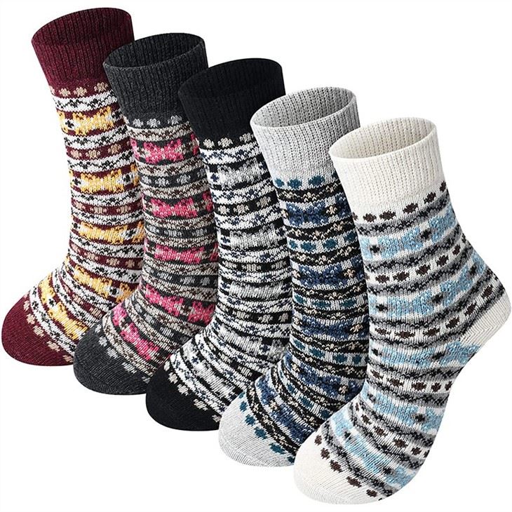 wholesale designer retro Vintage Patterned Autumn Winter Women's Wool Socks (5)