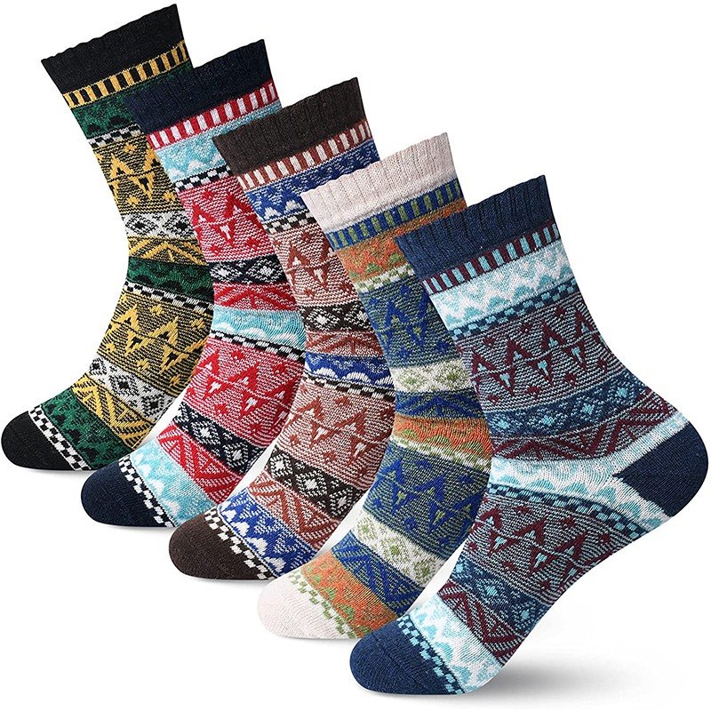 Vintage Patterned Autumn Winter Women's Wool Socks