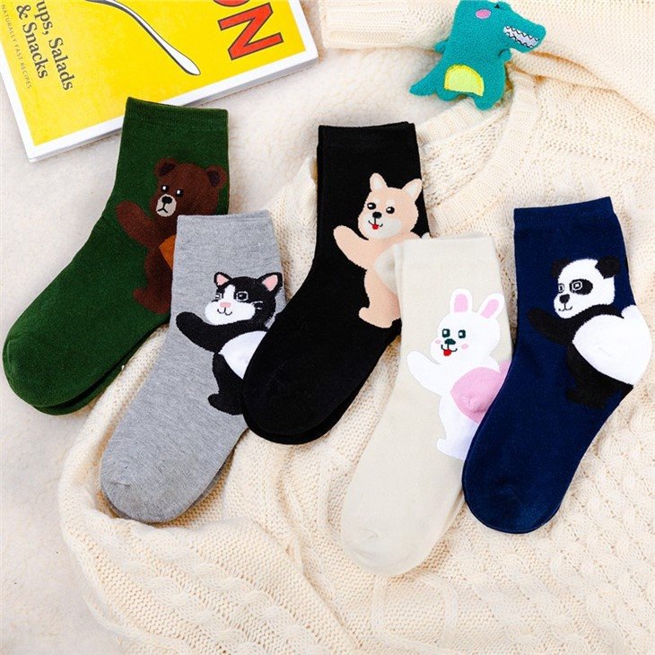 Bulk Womens Cat And Dog Cute Cotton Socks