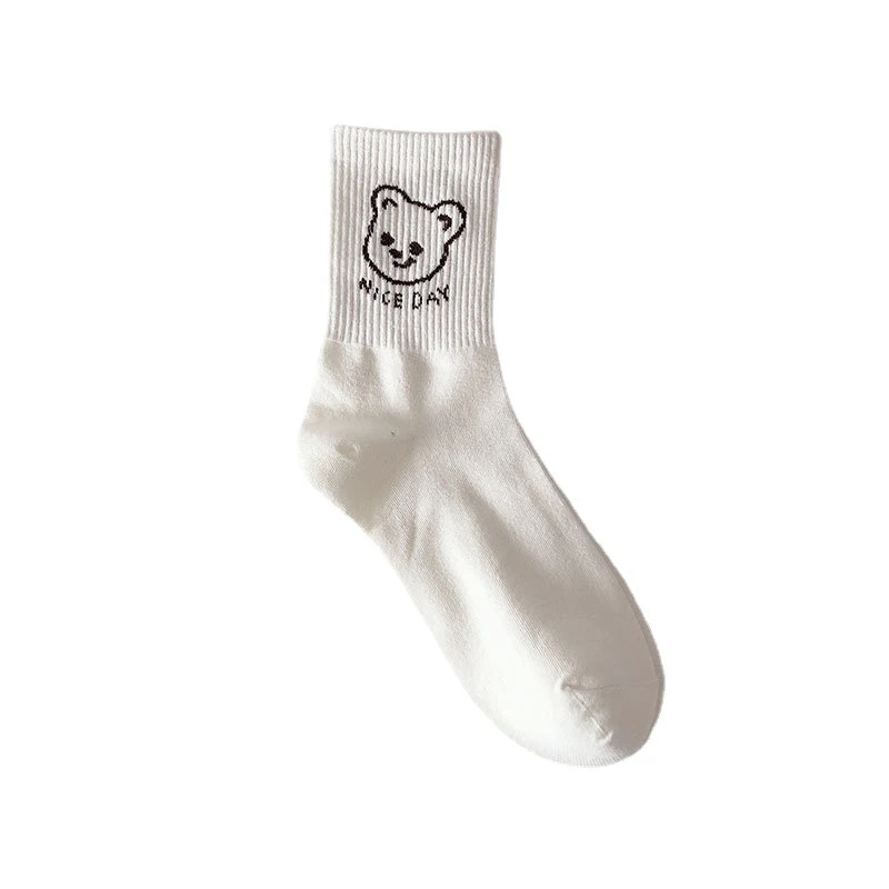Womens White Socks Colorful Cute Design
