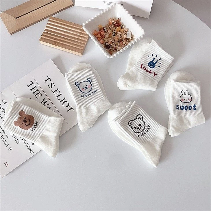 Womens White Socks Colorful Cute Design factory